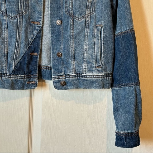 Free People Rumors Patchwork Two-Tone Denim Jean Jacket Women's Size XSmall - Picture 7 of 14